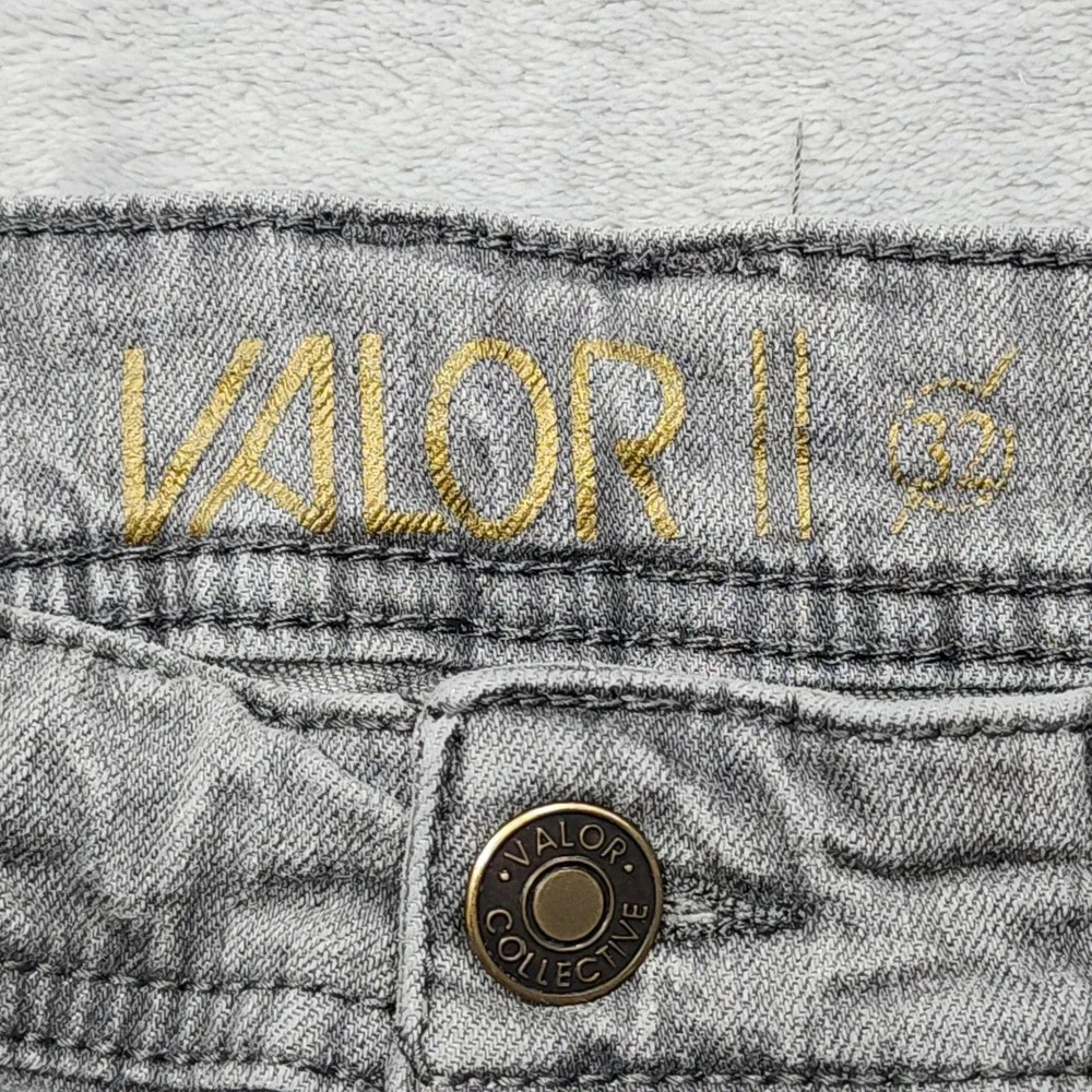 Valor Collective Jeans Mens 32x29 Gray Light Wash Slim Straight Stretch Denim